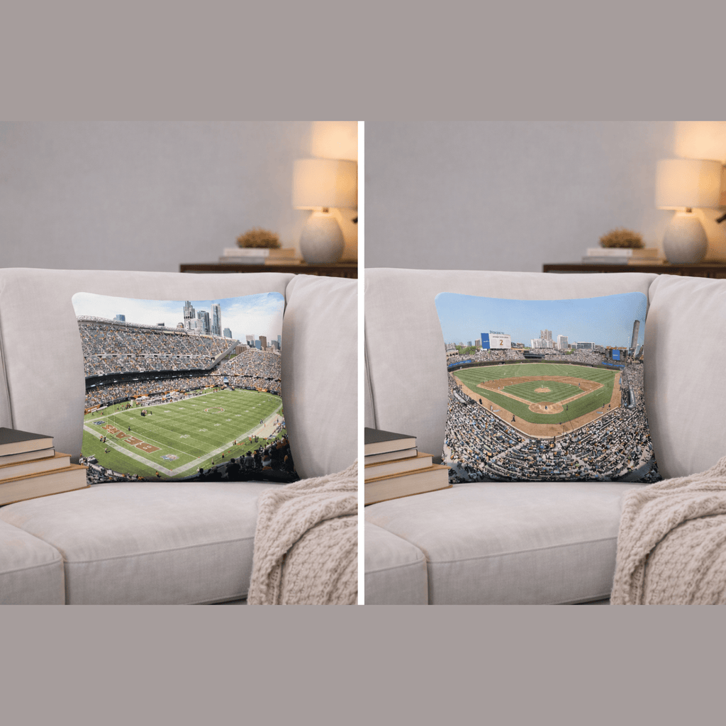 I ❤️ Chicago - Bears and Cubs Pillow - Stadium Vagabond