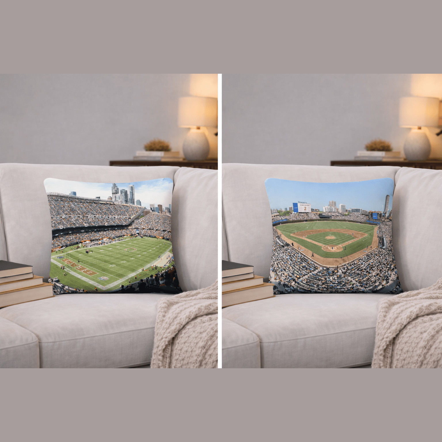 I ❤️ Chicago - Bears and Cubs Pillow - Stadium Vagabond