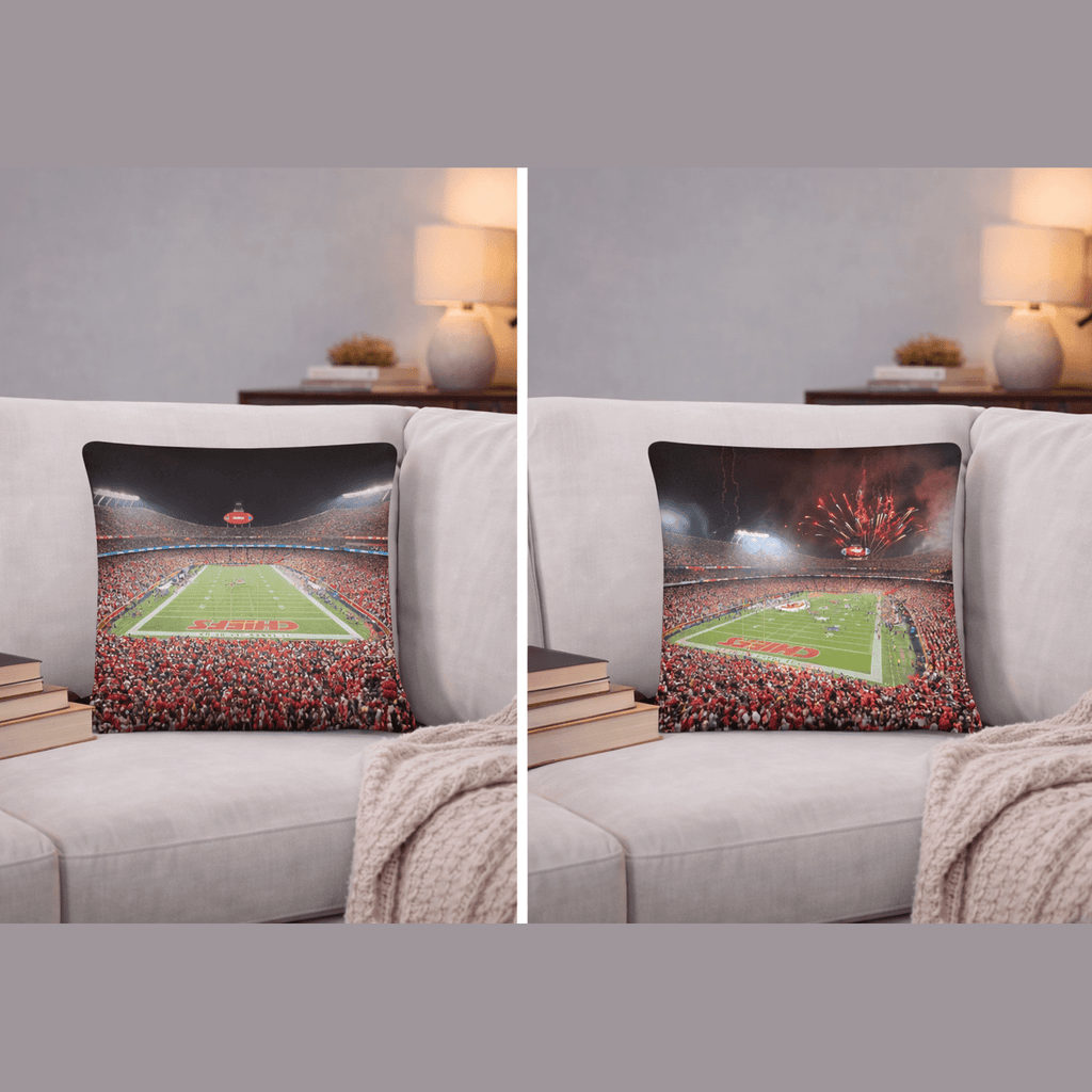 Arrowhead Stadium - Home of the Kansas City Chiefs Double - Sided Pillow - Stadium Vagabond