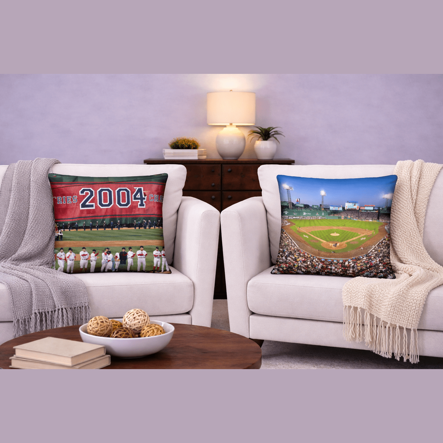 The Curse is Reversed! 2005 Opening Day for Boston Red Sox Pillow - Stadium Vagabond