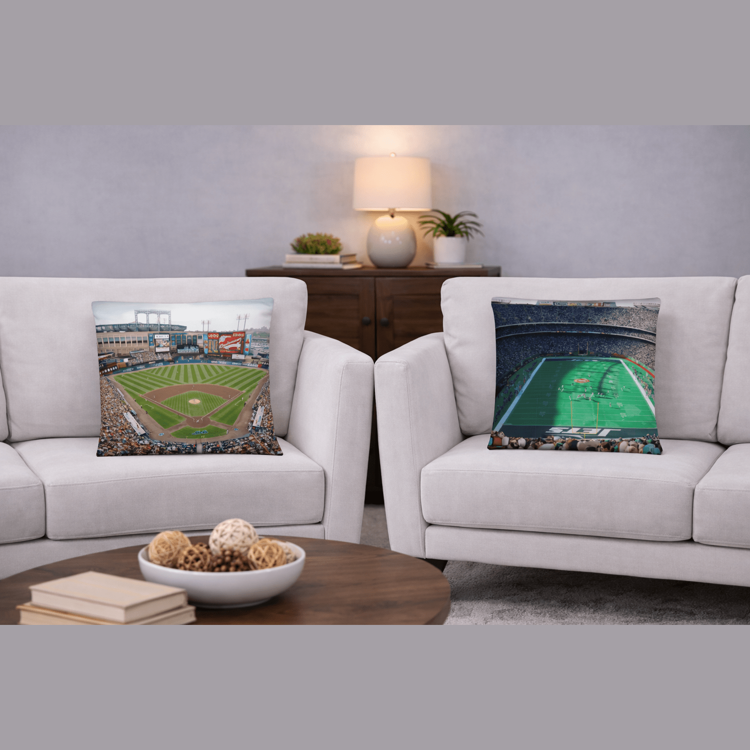 I ❤️ NY - Mets and Jets Pillow - Stadium Vagabond