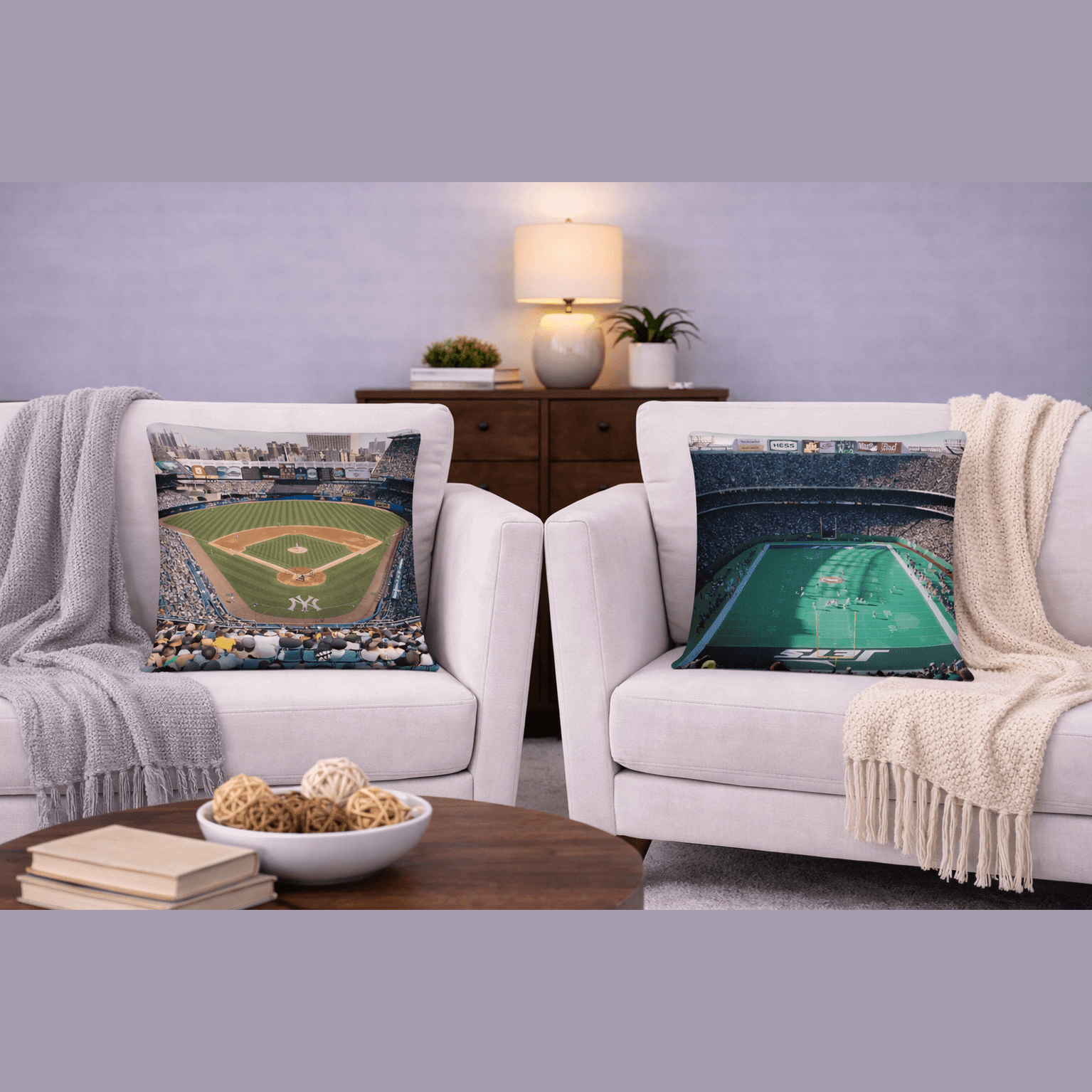 I ❤️ New York - Yankees and Jets Pillow - Stadium Vagabond