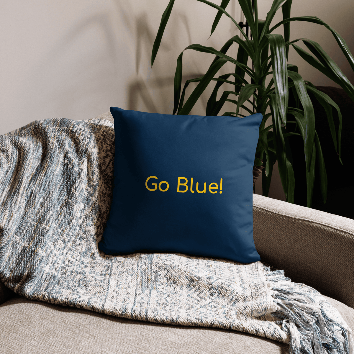 CUSTOMIZABLE Michigan Wolverines Maize Out Basketball Pillow - Stadium Vagabond