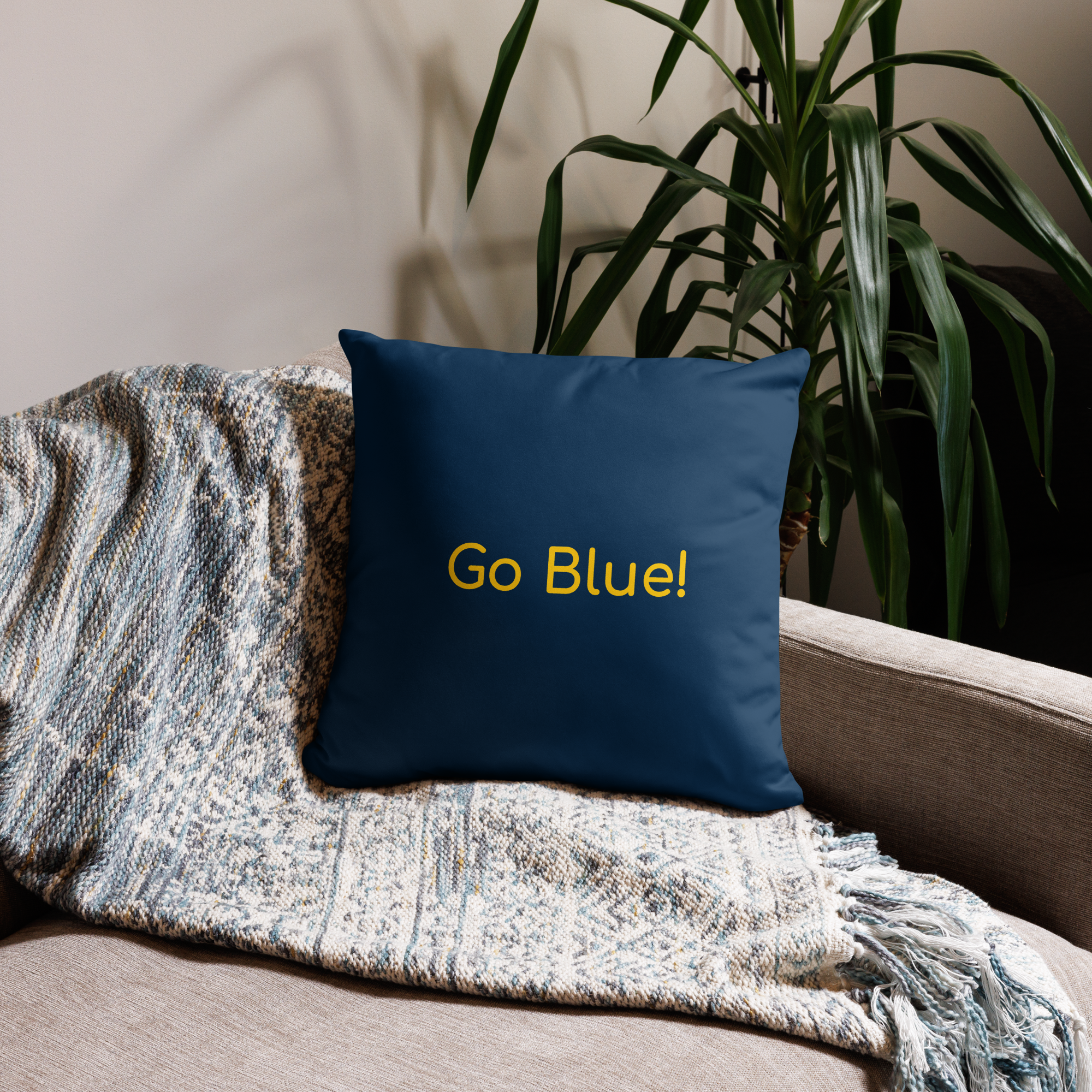 CUSTOMIZABLE Michigan Wolverines Maize Out Basketball Pillow