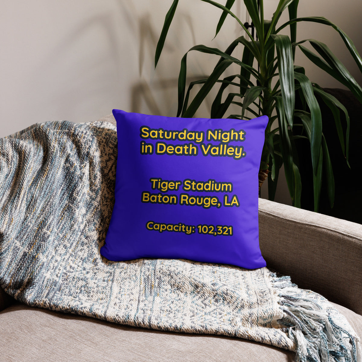 CUSTOMIZABLE LSU Football Pillow - Stadium Vagabond