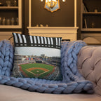 Legacy of the Bronx - New and Old Yankee Stadium Double - sided Pillow - Stadium Vagabond
