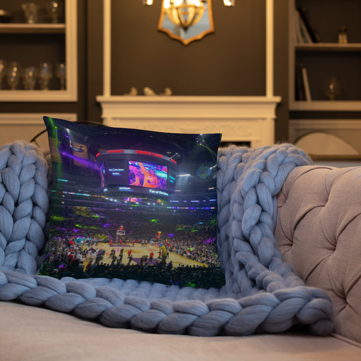 House - Divided Boston Celtics vs Los Angeles Lakers Pillow - Stadium Vagabond