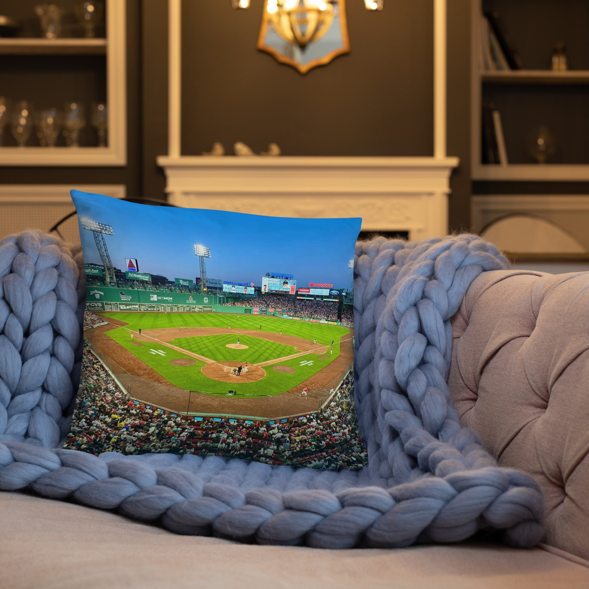 The Curse is Reversed! 2005 Opening Day for Boston Red Sox Pillow - Stadium Vagabond