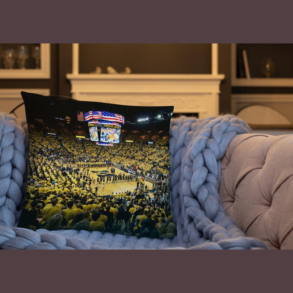 Michigan Wolverines Maize Out - Football and Basketball Double - Sided Pillow - Stadium Vagabond