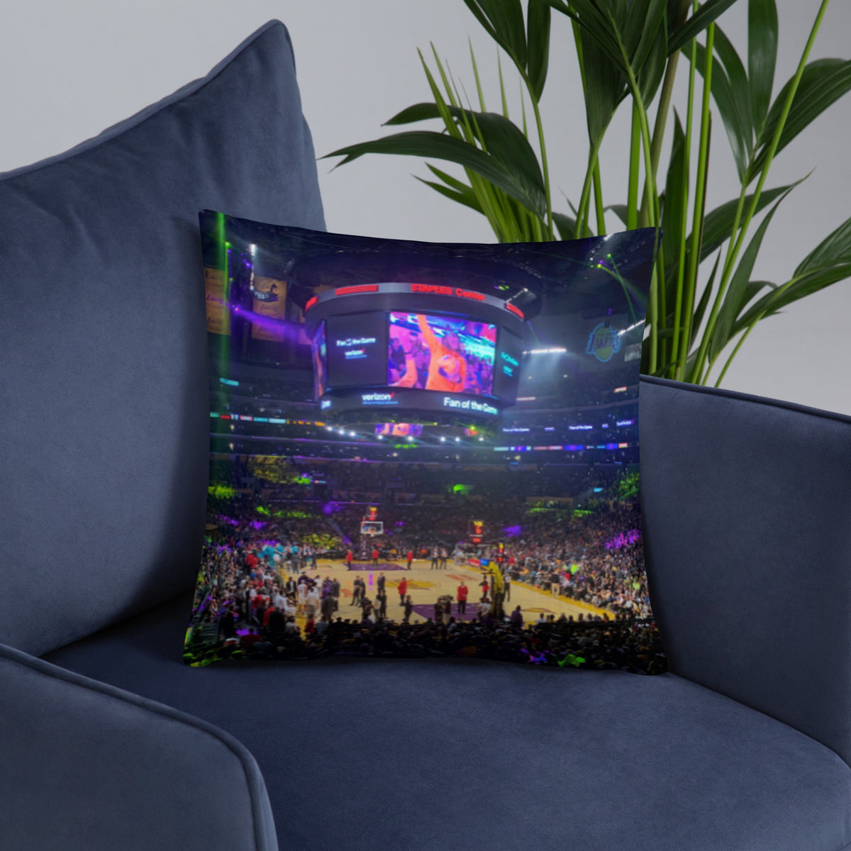 House - Divided Boston Celtics vs Los Angeles Lakers Pillow - Stadium Vagabond