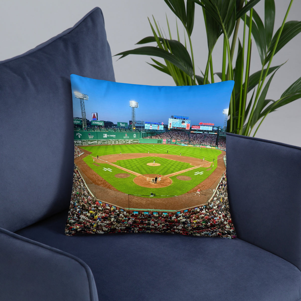 The Curse is Reversed! 2005 Opening Day for Boston Red Sox Pillow - Stadium Vagabond