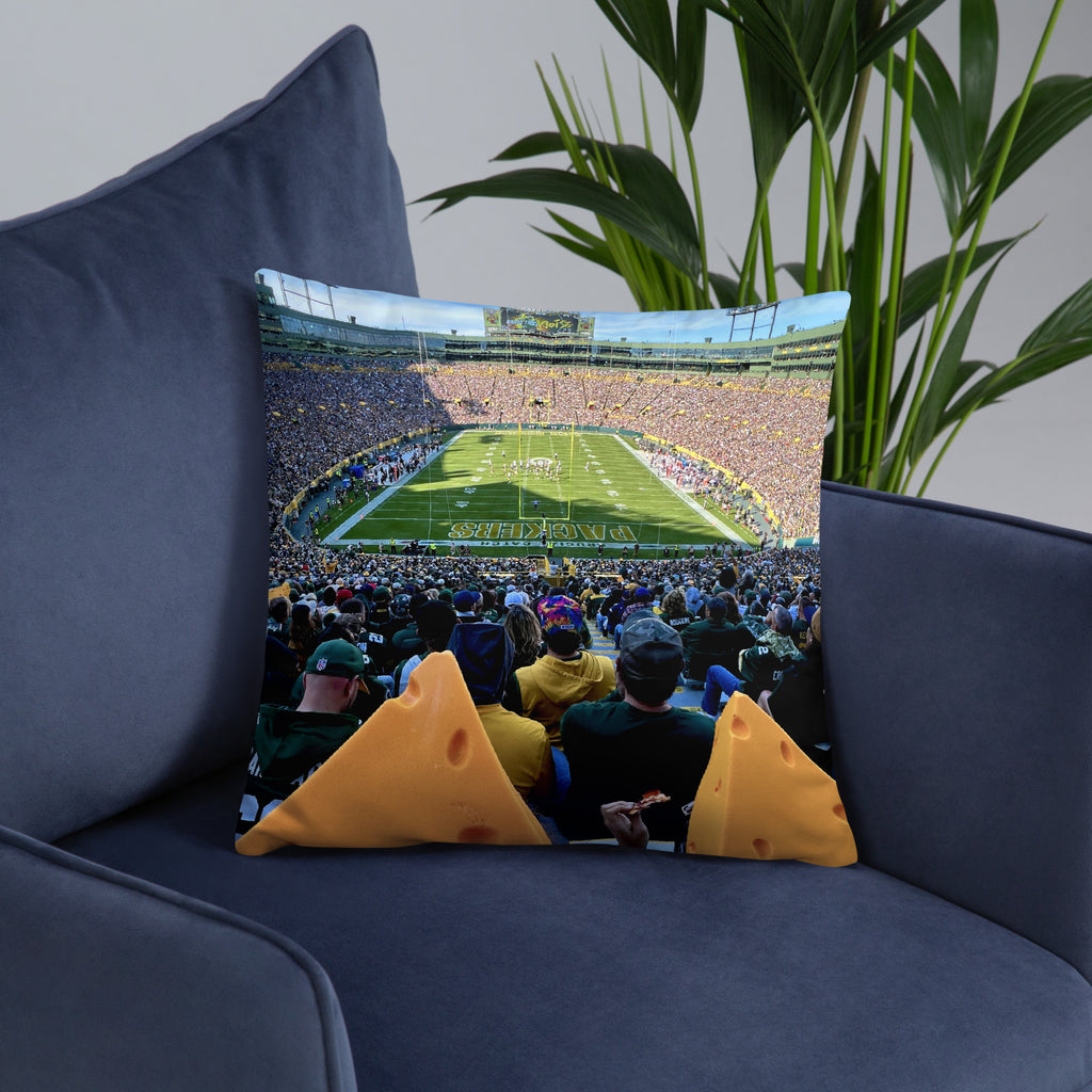 House - Divided Chicago Bears and Green Bay Packers Pillow - Stadium Vagabond