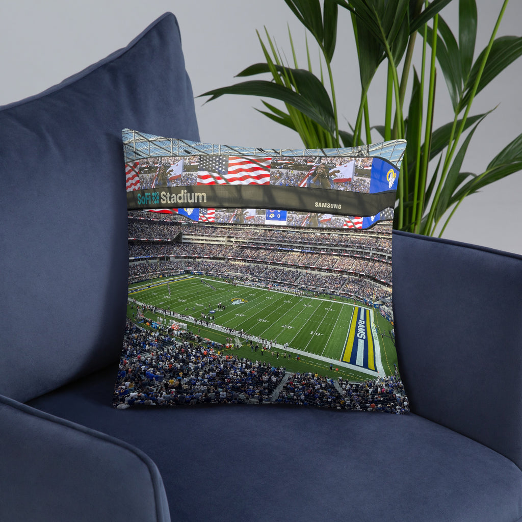 SoFi Stadium - Home of the Los Angeles Rams Pillow - Stadium Vagabond