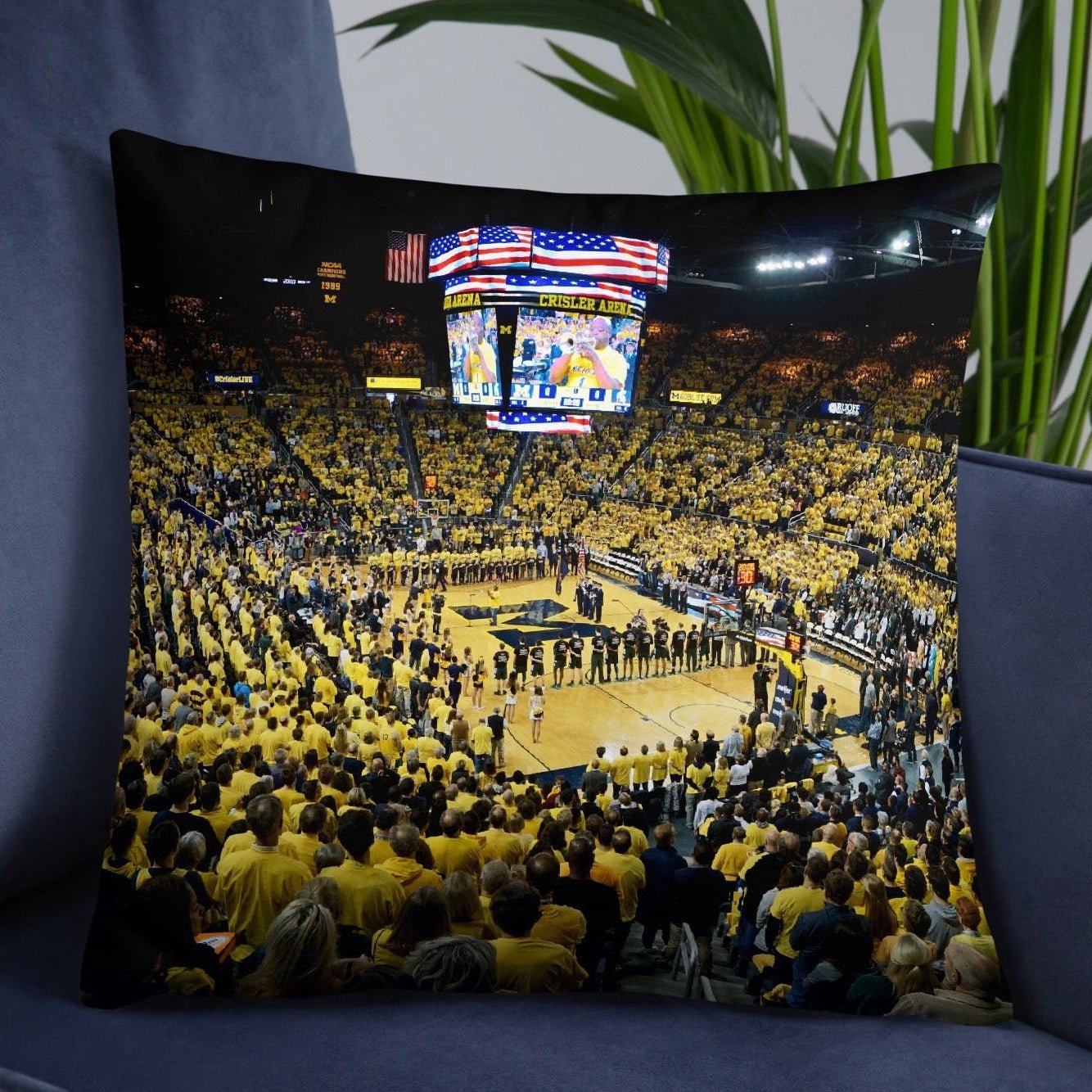 Michigan Wolverines Maize Out - Football and Basketball Double - Sided Pillow - Stadium Vagabond