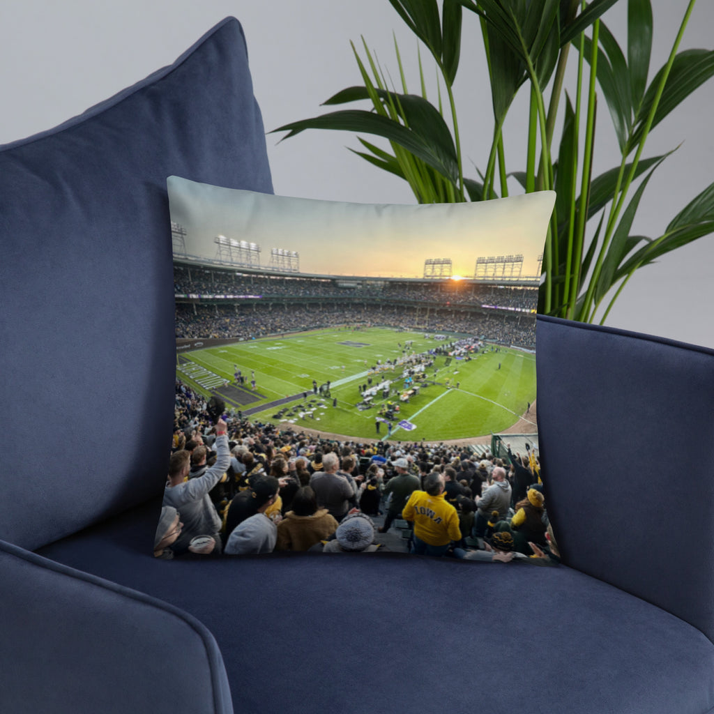 Northwestern Football at Wrigley Field Pillow - Stadium Vagabond