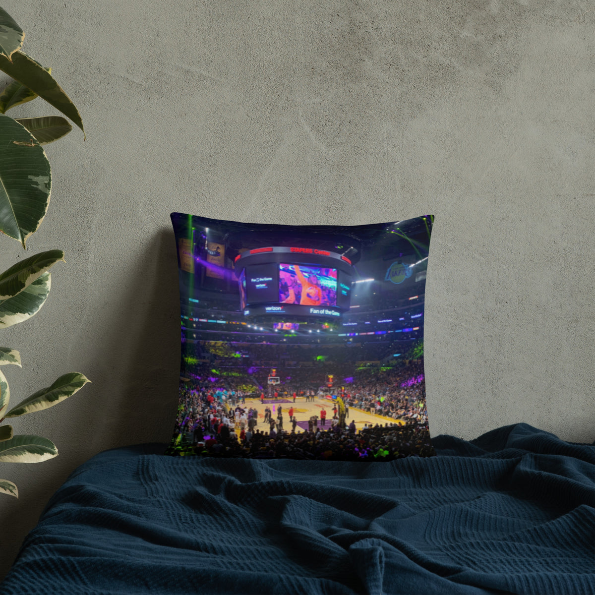House - Divided Boston Celtics vs Los Angeles Lakers Pillow - Stadium Vagabond