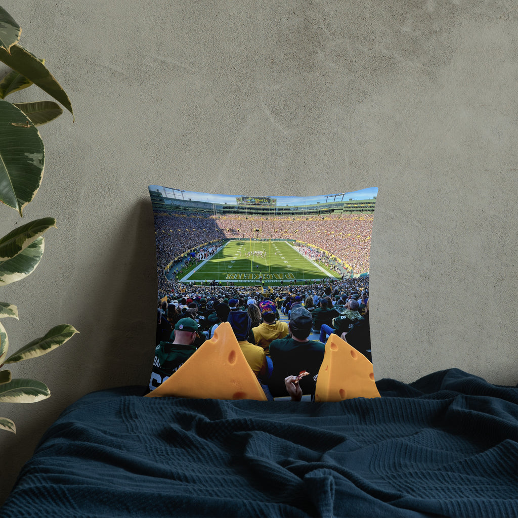 House - Divided Chicago Bears and Green Bay Packers Pillow - Stadium Vagabond