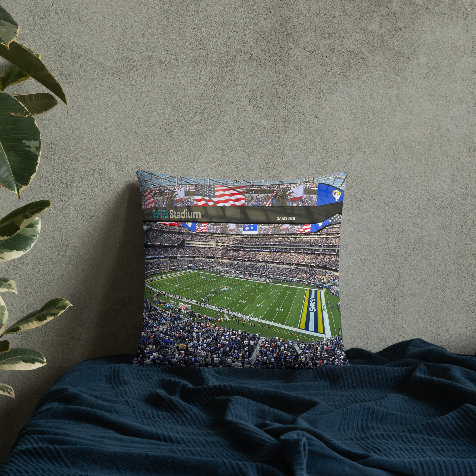 SoFi Stadium - Home of the Los Angeles Rams Pillow - Stadium Vagabond