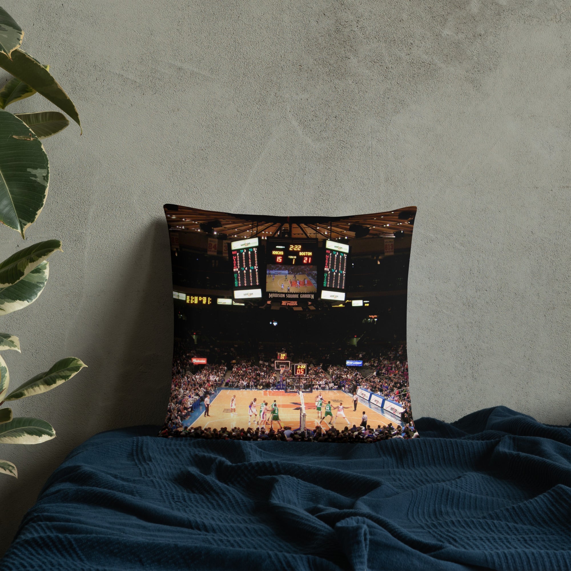 New York Knicks at MSG - Pre and Post Renovation Pillow - Stadium Vagabond