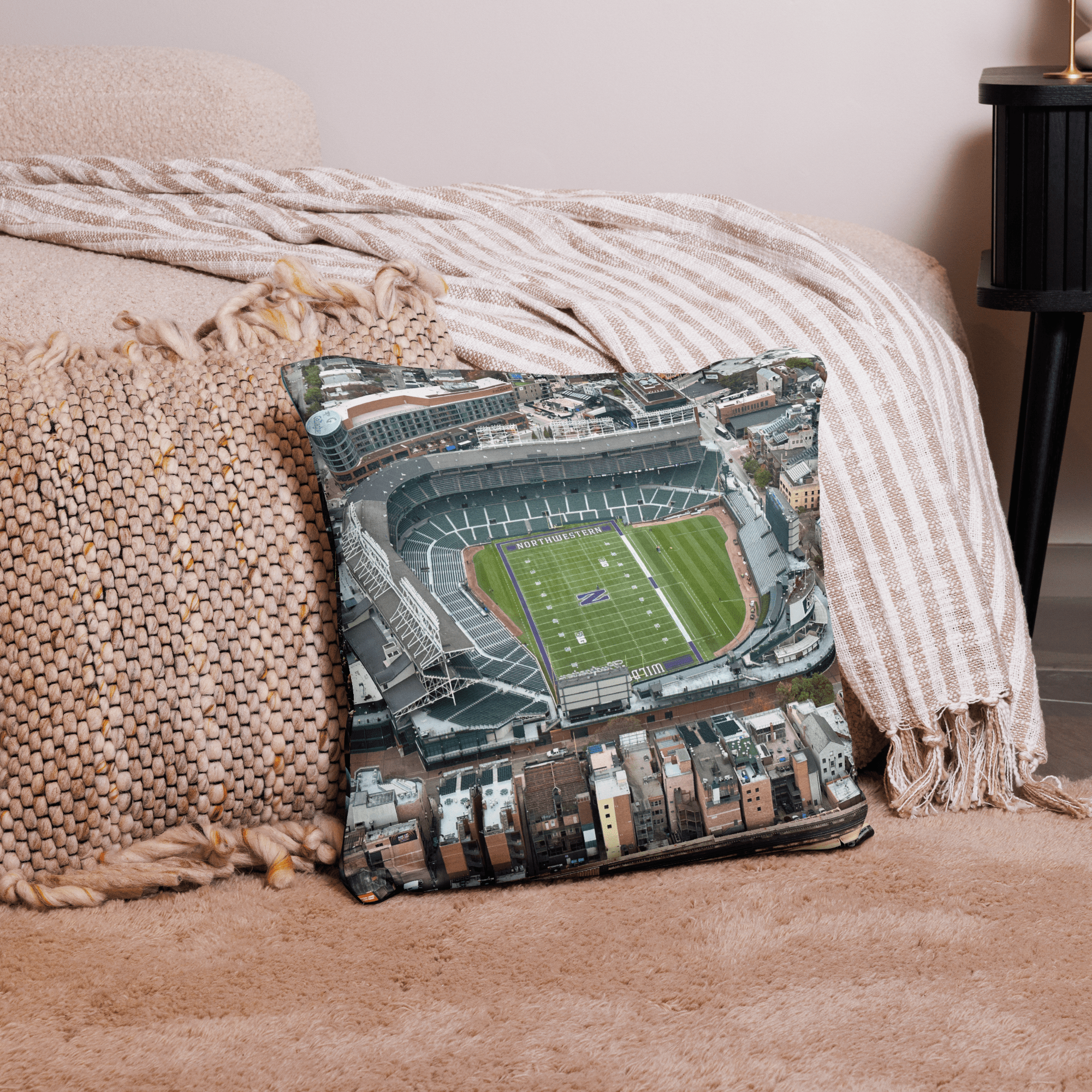 Northwestern Football at Wrigley Field Pillow - Stadium Vagabond