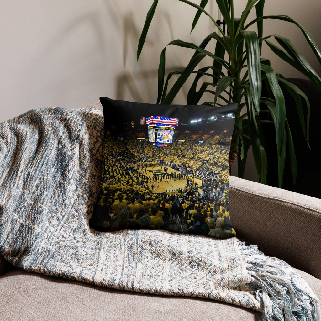 CUSTOMIZABLE Michigan Wolverines Maize Out Basketball Pillow
