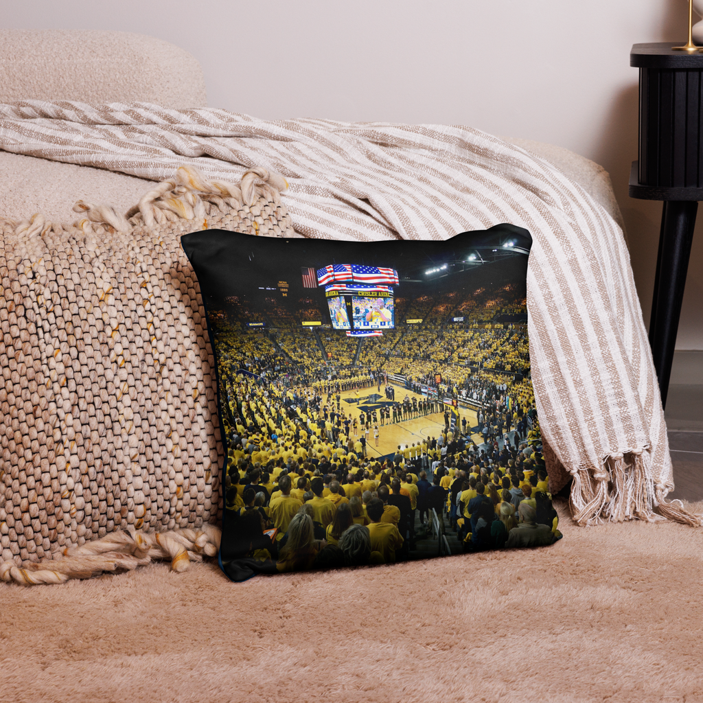 CUSTOMIZABLE Michigan Wolverines Maize Out Basketball Pillow