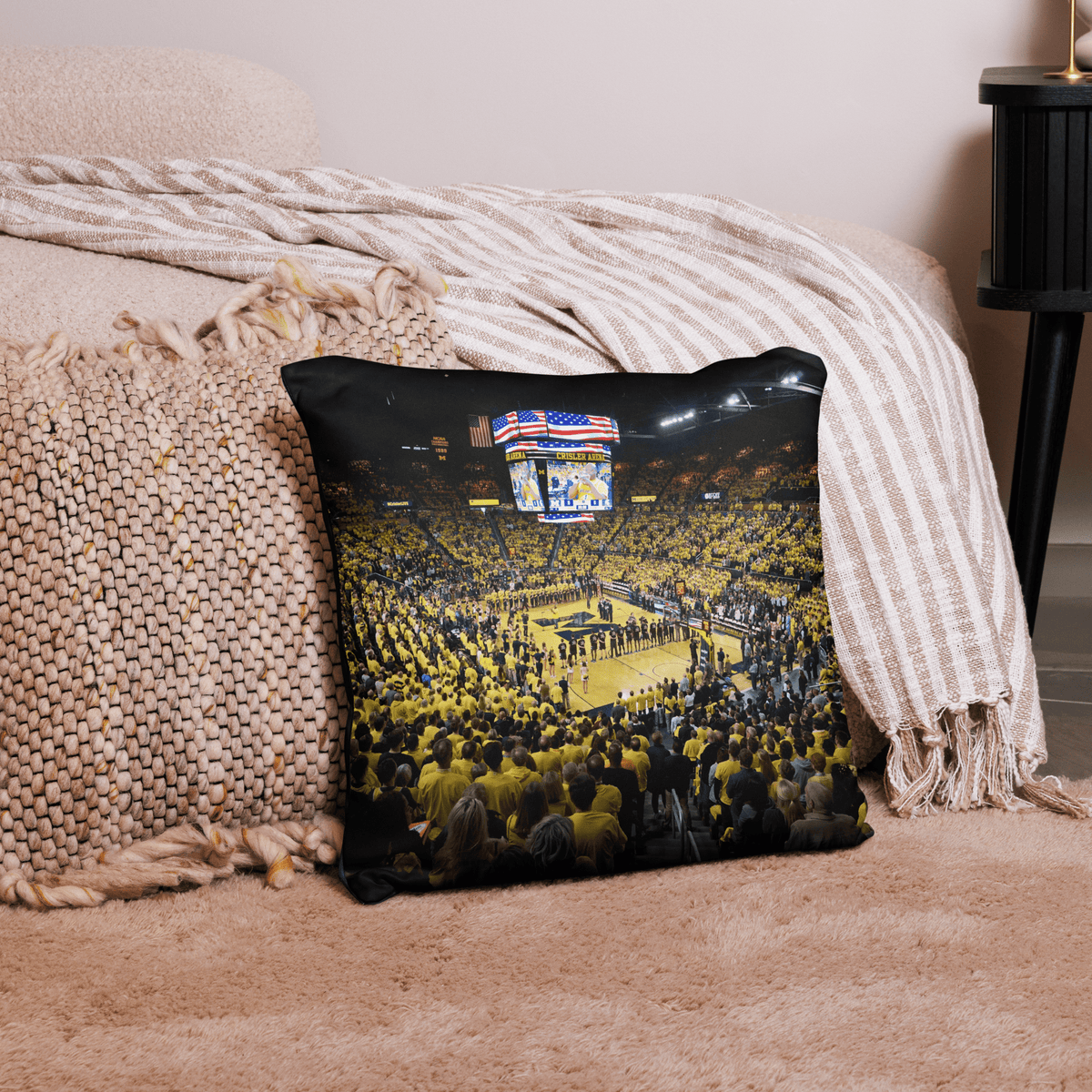 CUSTOMIZABLE Michigan Wolverines Maize Out Basketball Pillow - Stadium Vagabond