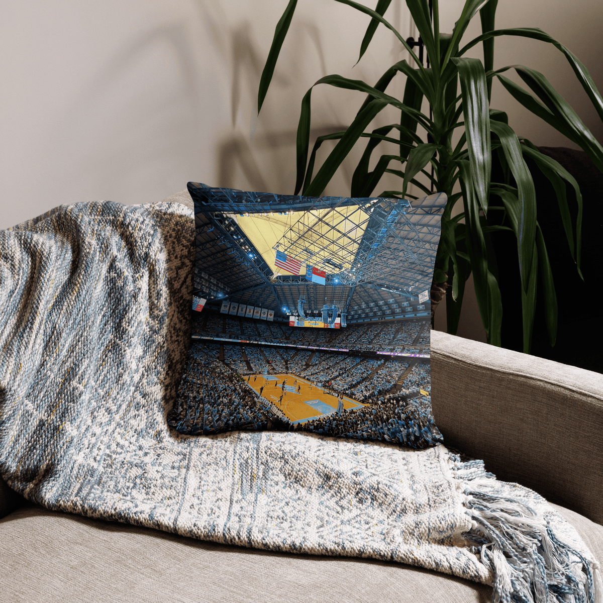 CUSTOMIZABLE UNC Tar Heels Basketball Pillow - Stadium Vagabond