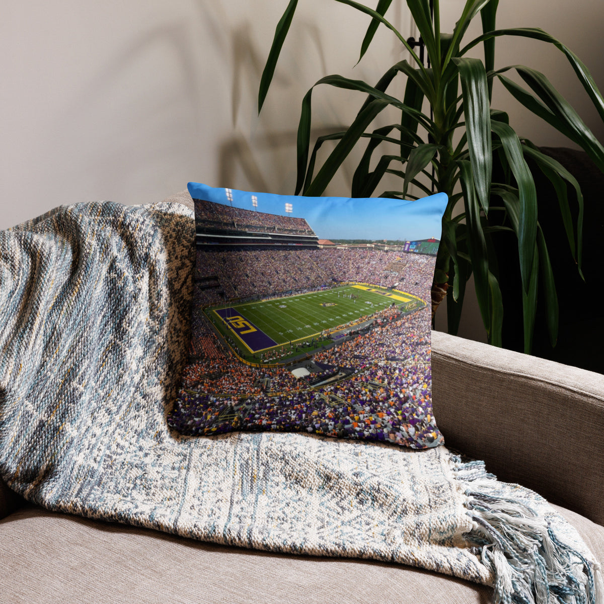 CUSTOMIZABLE LSU Football Pillow - Stadium Vagabond