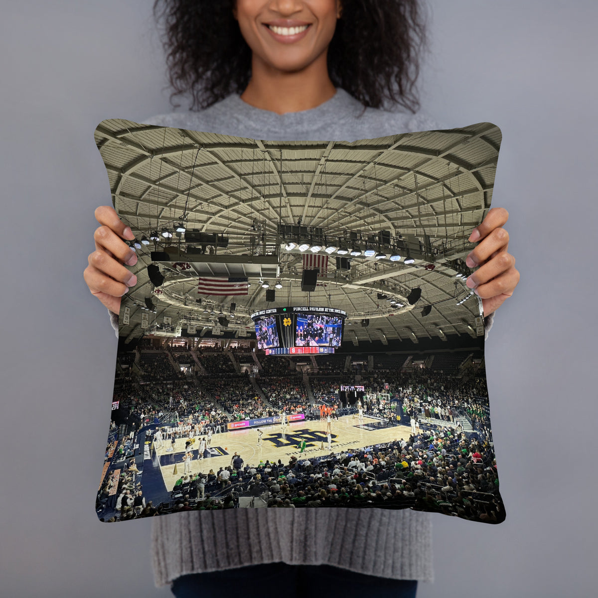 CUSTOMIZABLE Notre Dame Fighting Irish Basketball Pillow - Stadium Vagabond