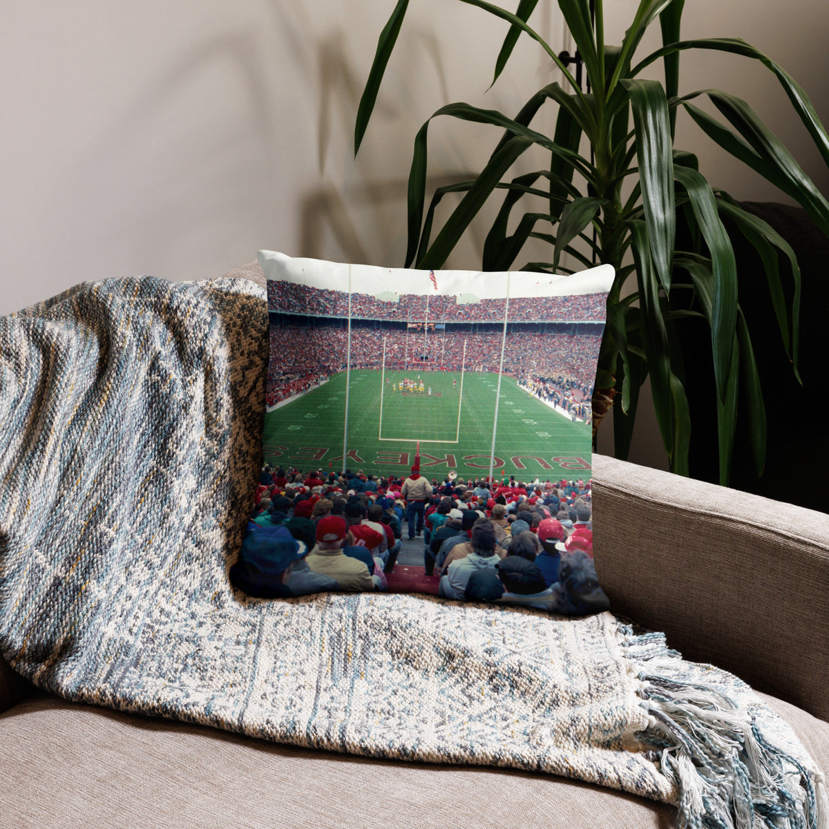 CUSTOMIZABLE Ohio State Buckeyes Football Pillow - Stadium Vagabond