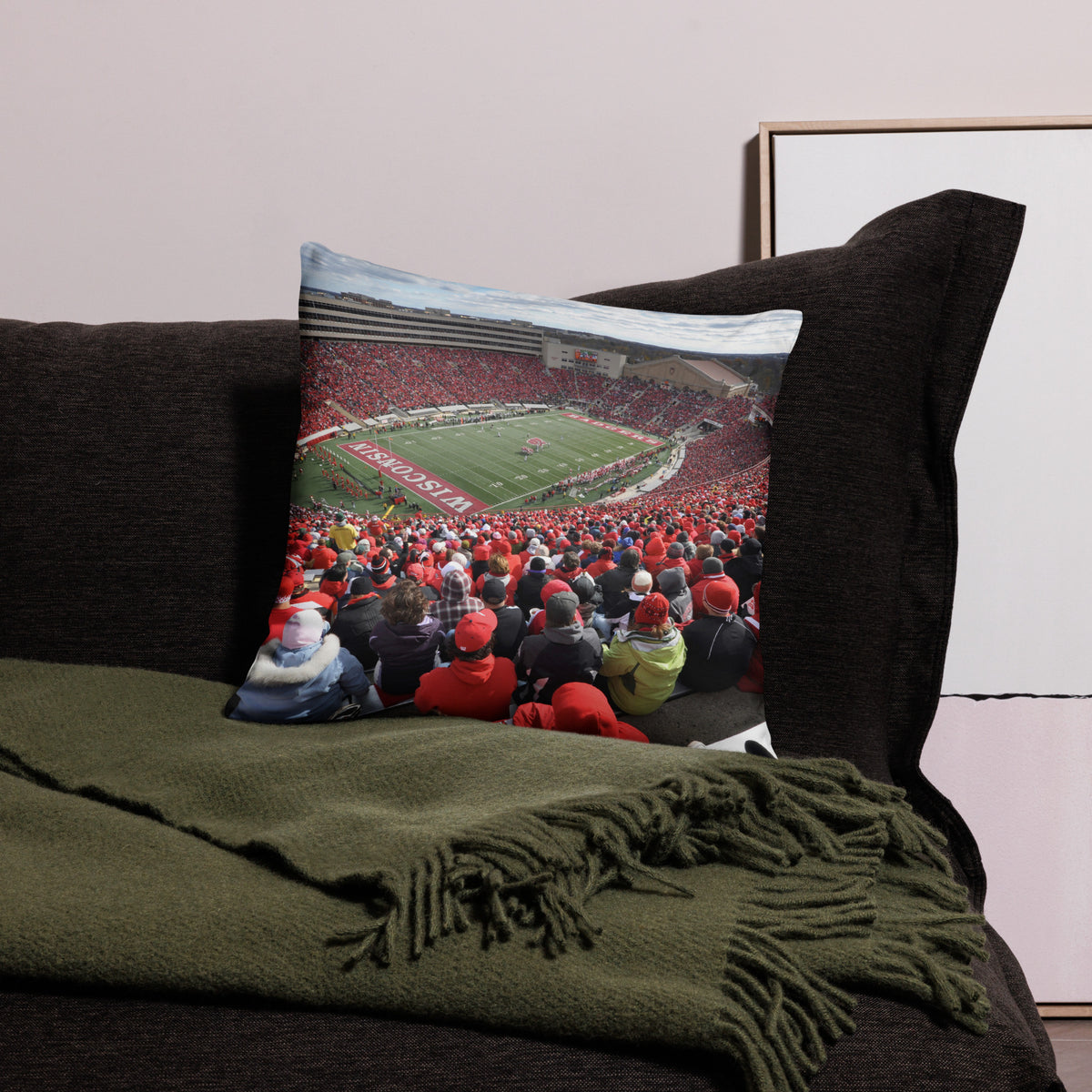 CUSTOMIZABLE Wisconsin Badgers Football Pillow - Stadium Vagabond
