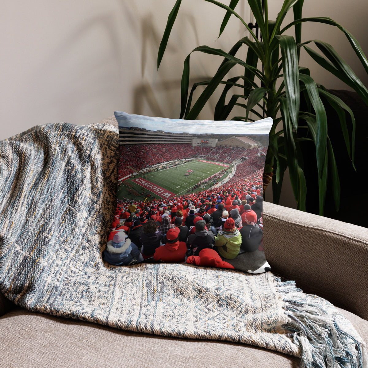 CUSTOMIZABLE Wisconsin Badgers Football Pillow - Stadium Vagabond