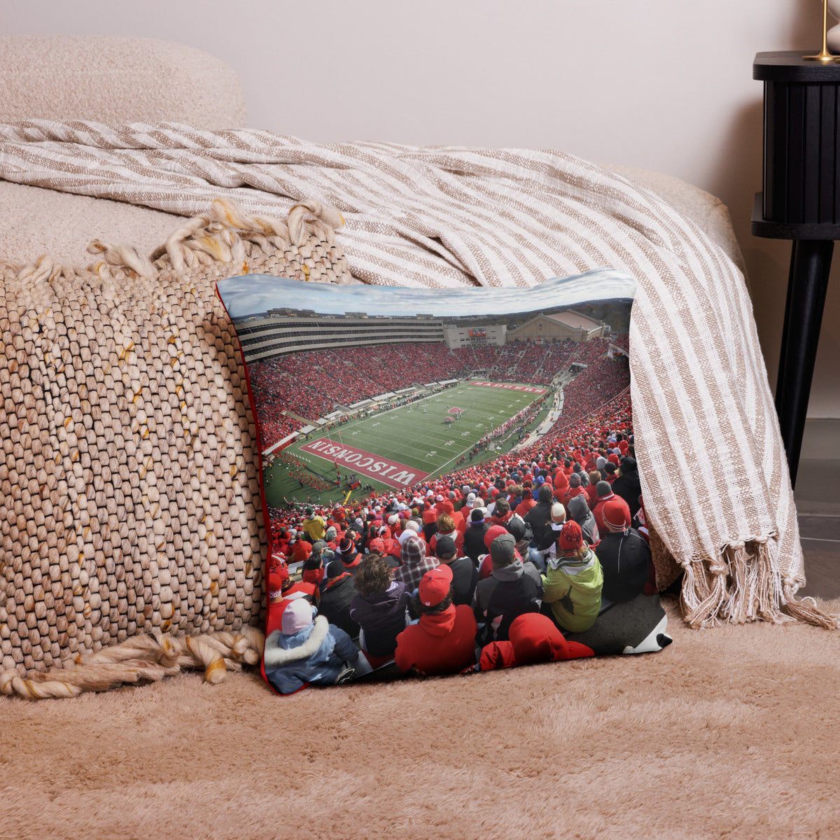 CUSTOMIZABLE Wisconsin Badgers Football Pillow - Stadium Vagabond