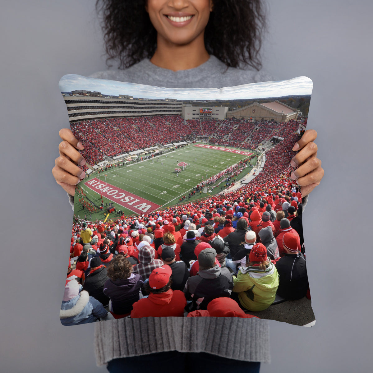 CUSTOMIZABLE Wisconsin Badgers Football Pillow - Stadium Vagabond