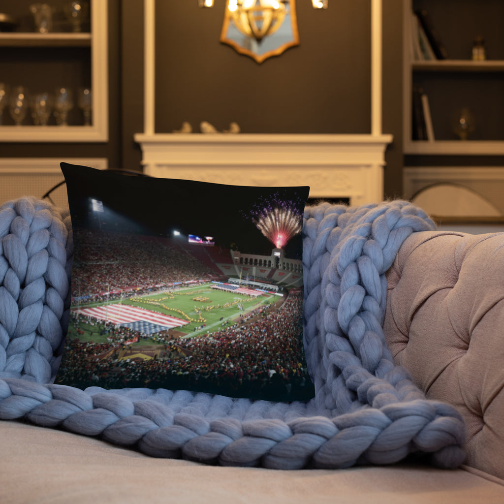LA Memorial Coliseum - Heart of USC Trojans Pillow - Stadium Vagabond