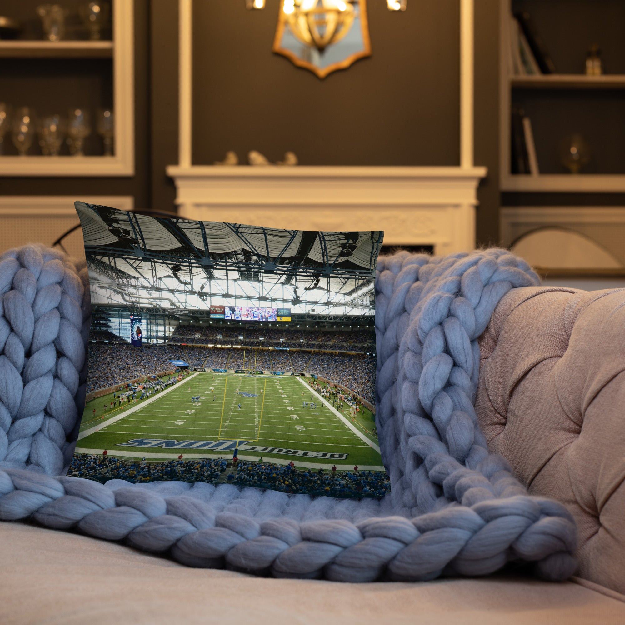 Detroit Lions Double - Sided Pillow - Pontiac Silverdome and Ford Field - Stadium Vagabond