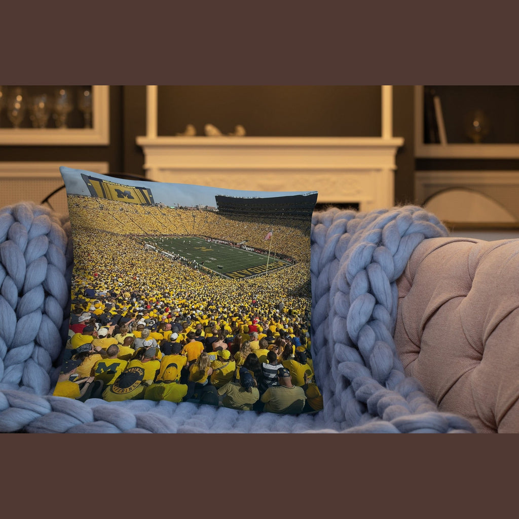 Michigan Wolverines Maize Out - Football and Basketball Double - Sided Pillow - Stadium Vagabond