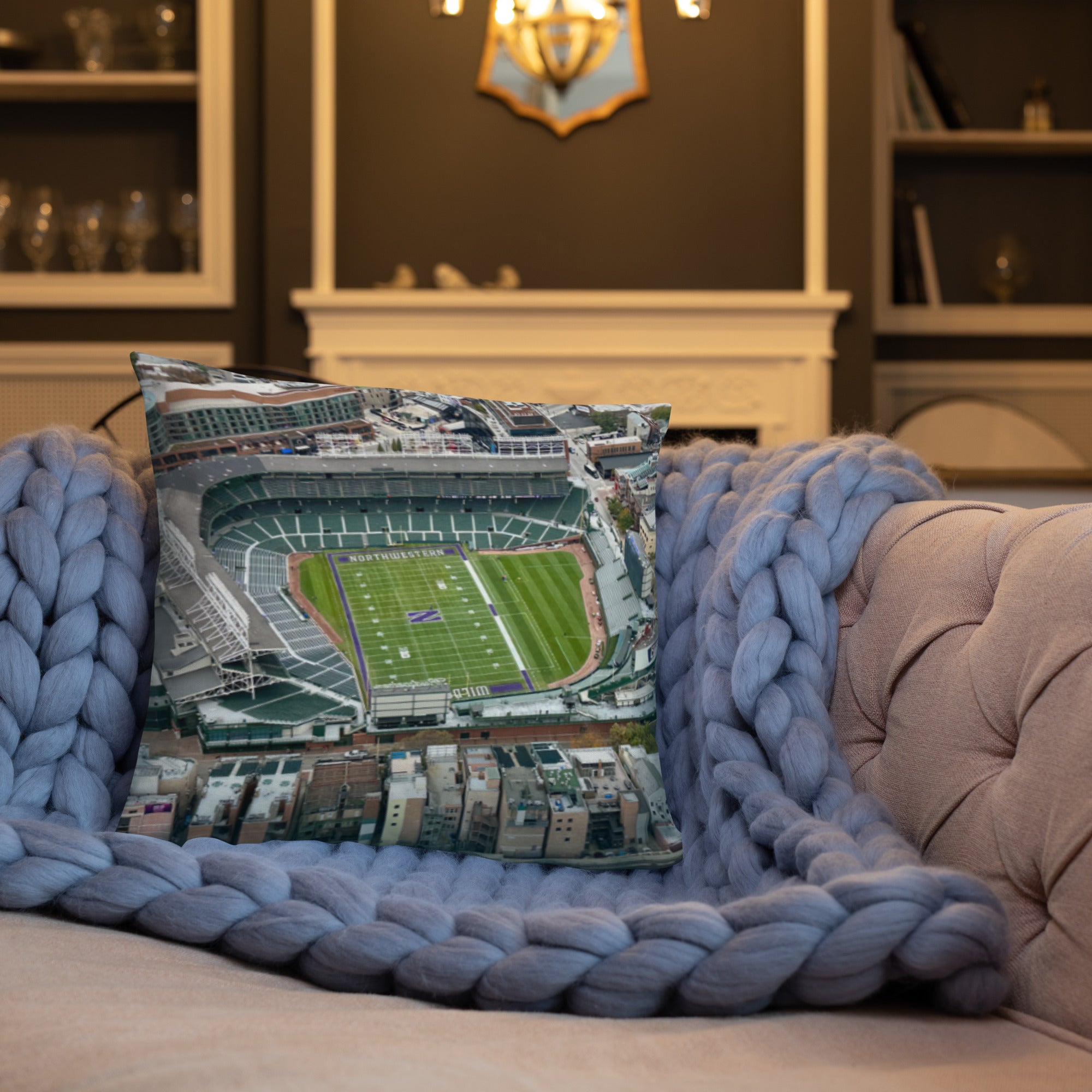 Northwestern Football at Wrigley Field Pillow - Stadium Vagabond