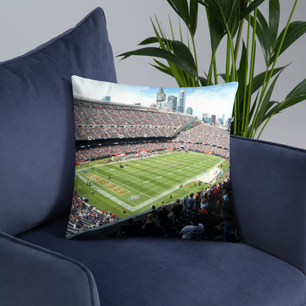 House - Divided Chicago Bears and Green Bay Packers Pillow - Stadium Vagabond