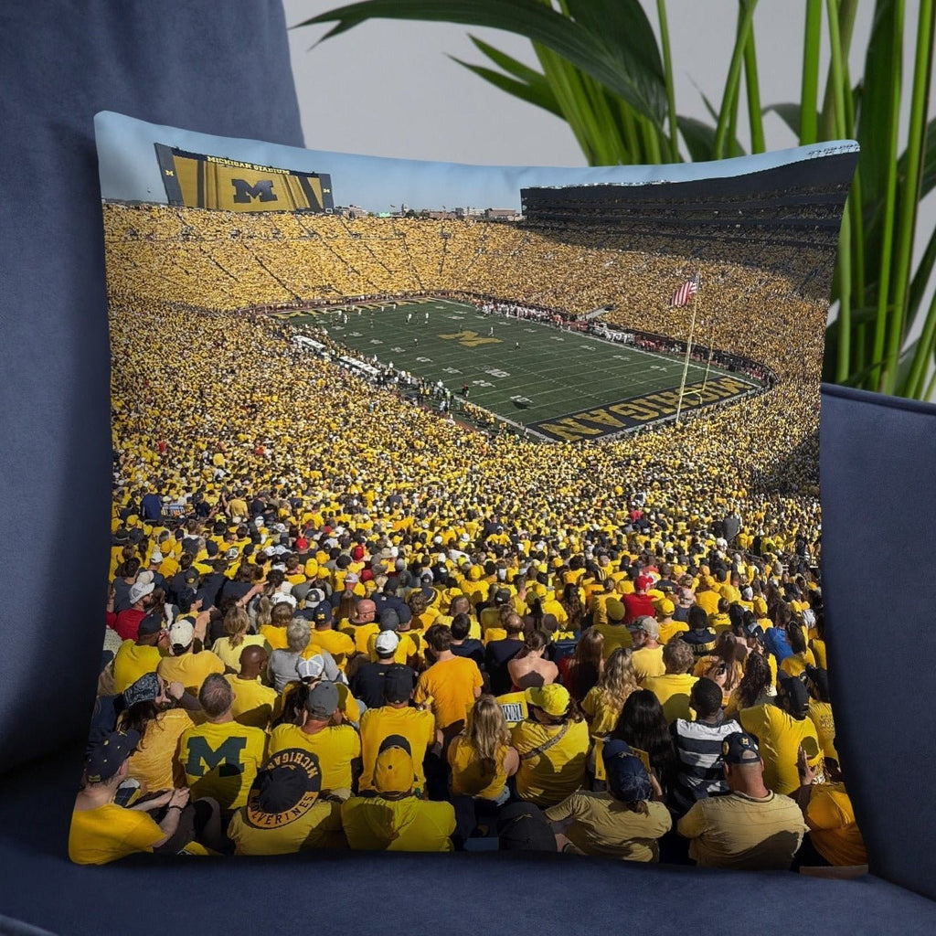 Michigan Wolverines Maize Out - Football and Basketball Double - Sided Pillow - Stadium Vagabond