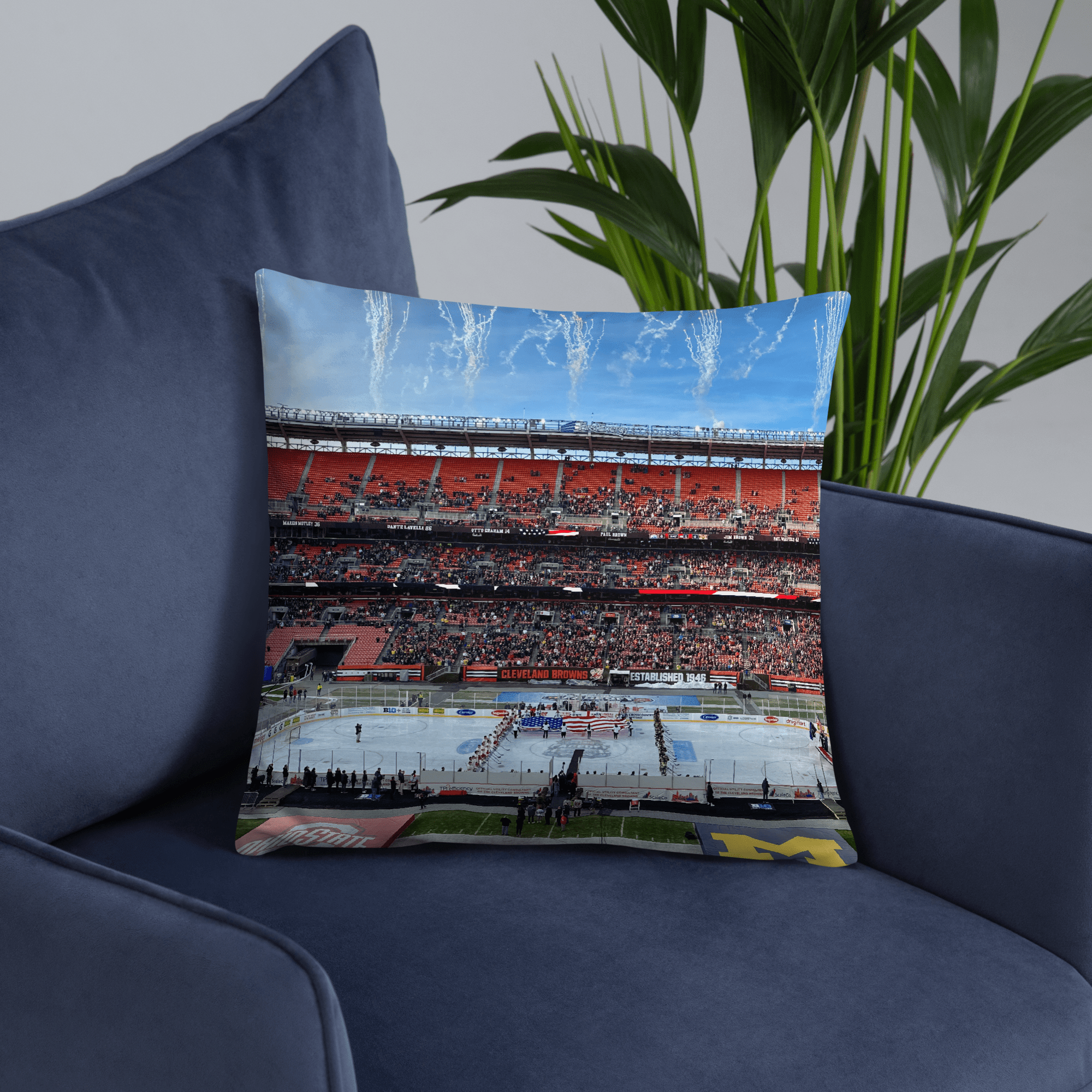 Ohio State vs. Michigan Hockey in Cleveland Pillow - Stadium Vagabond