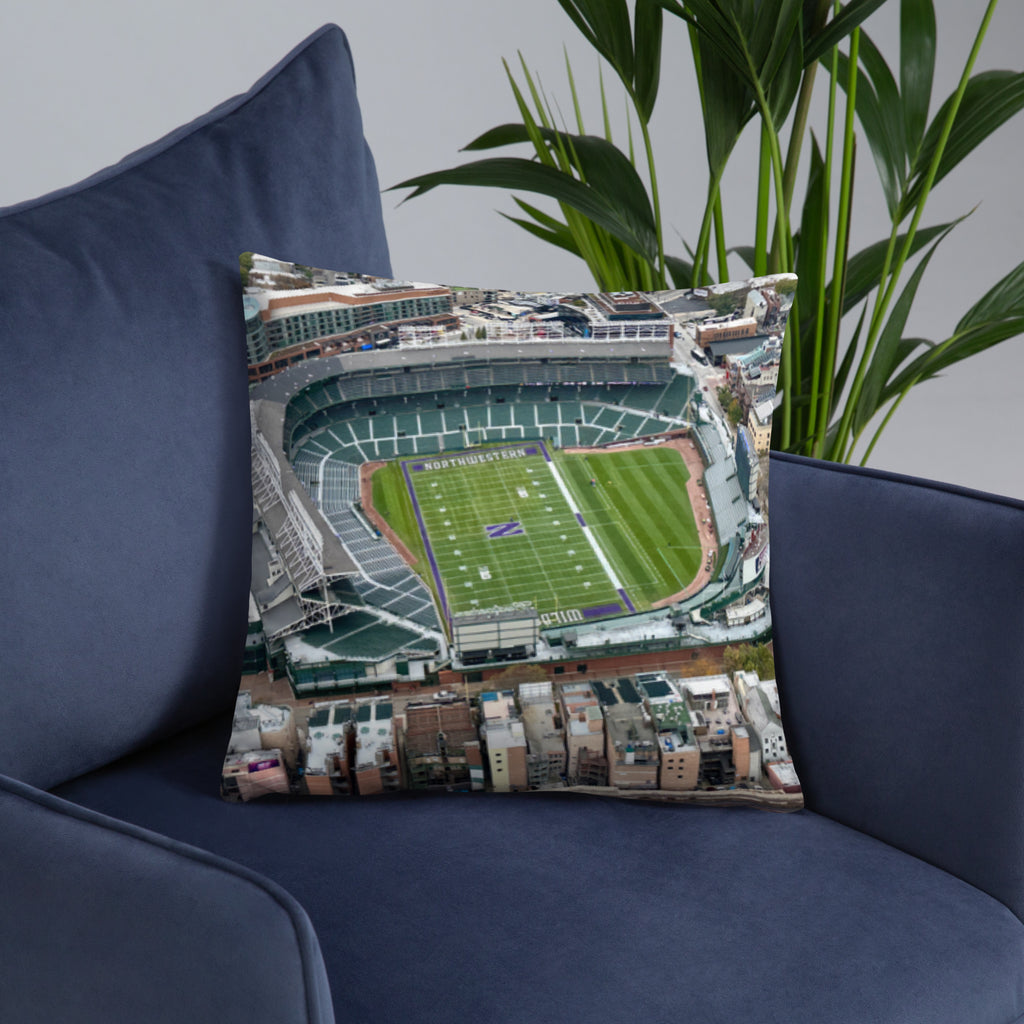 Northwestern Football at Wrigley Field Pillow - Stadium Vagabond