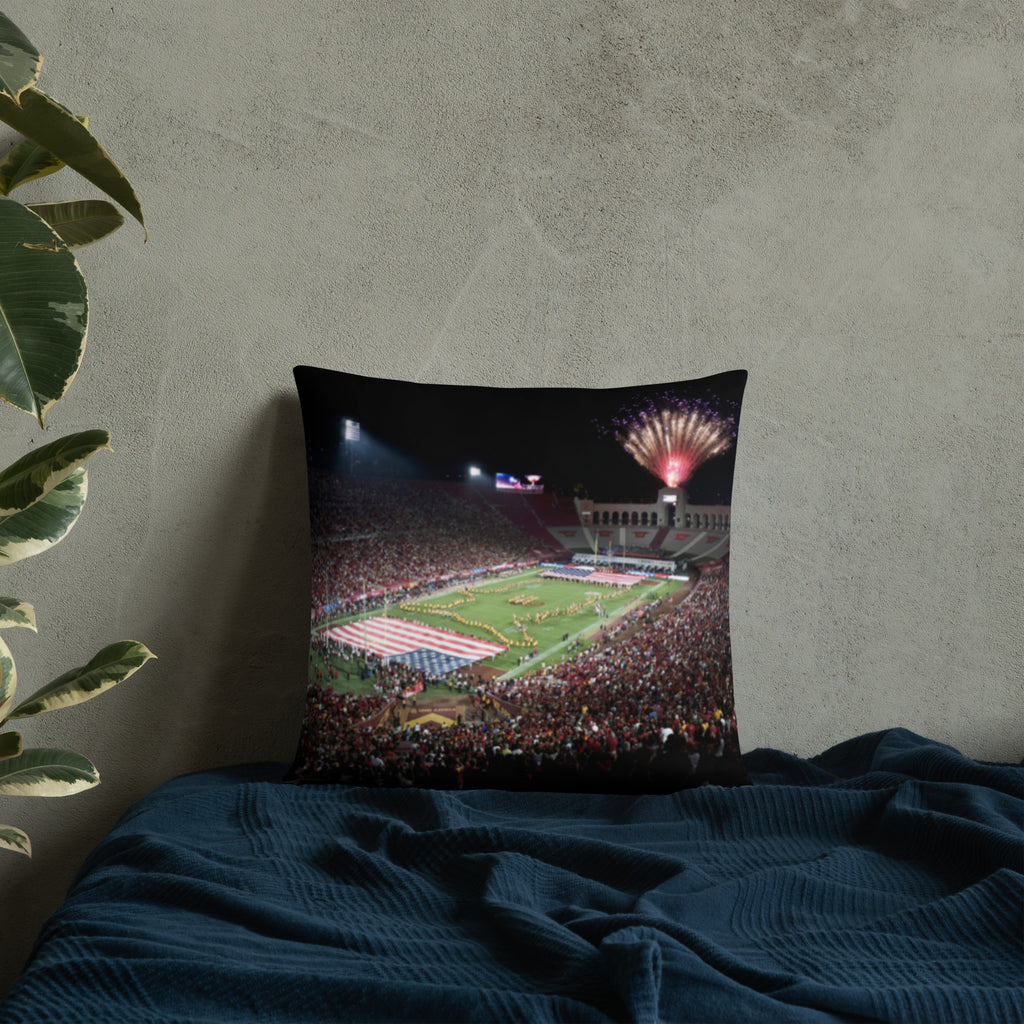 LA Memorial Coliseum - Heart of USC Trojans Pillow - Stadium Vagabond