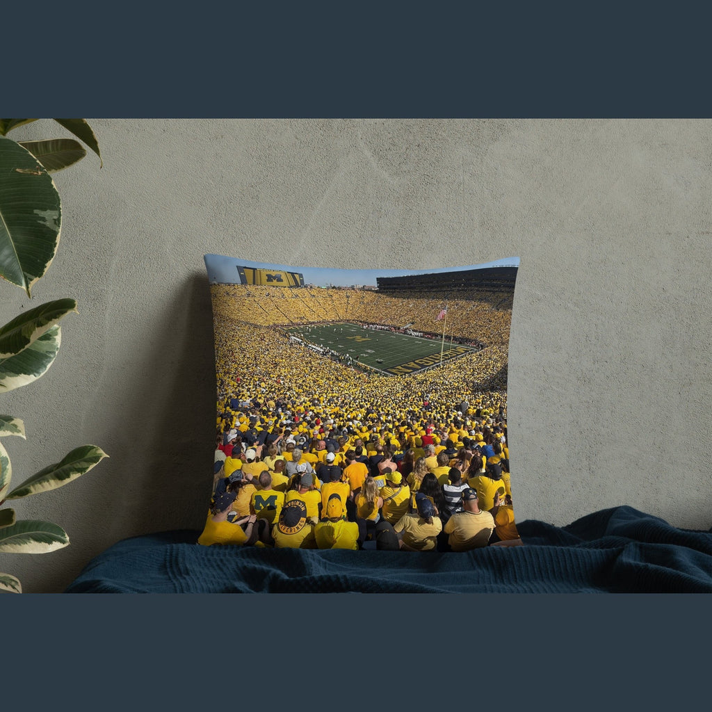 Michigan Wolverines Maize Out - Football and Basketball Double - Sided Pillow - Stadium Vagabond