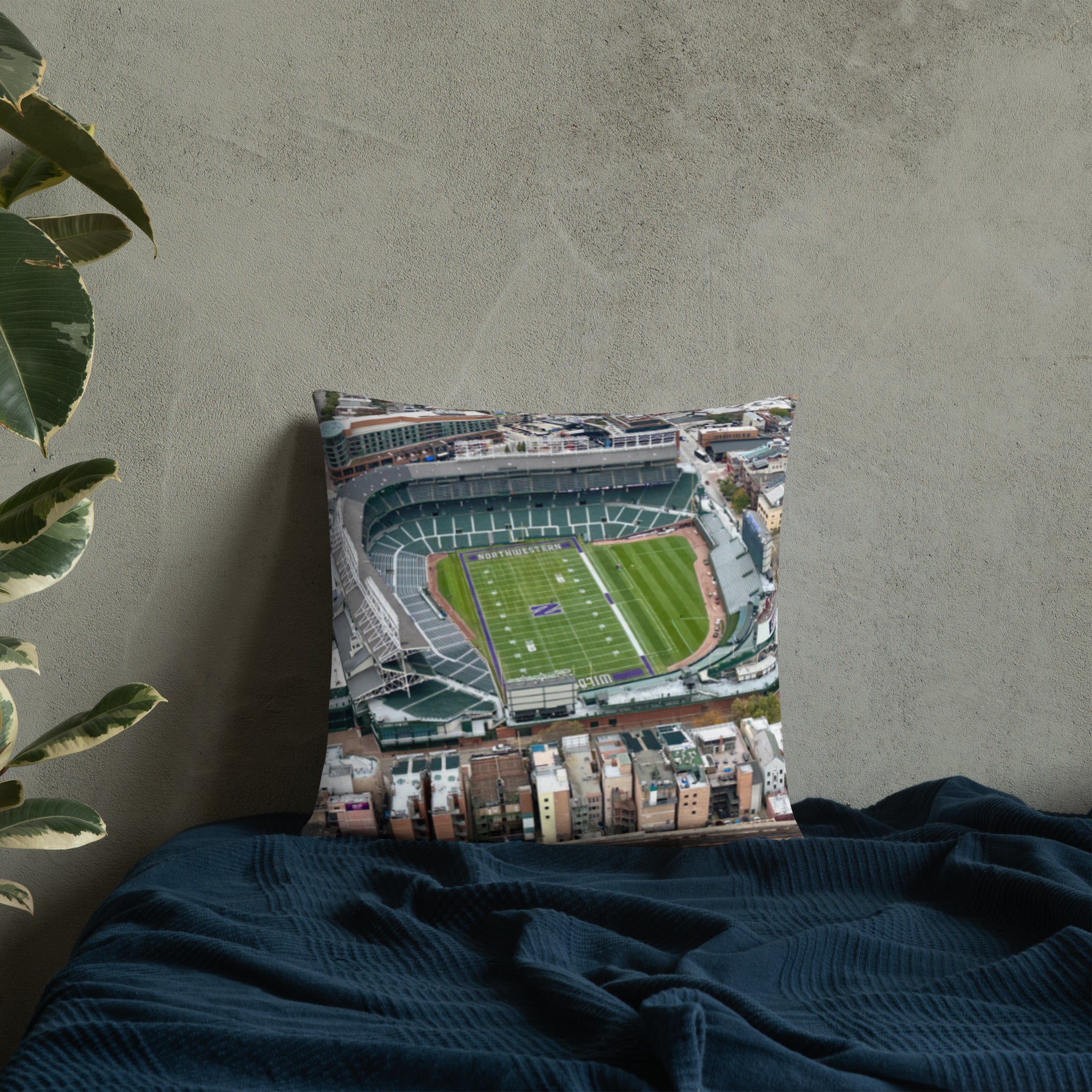 Northwestern Football at Wrigley Field Pillow - Stadium Vagabond