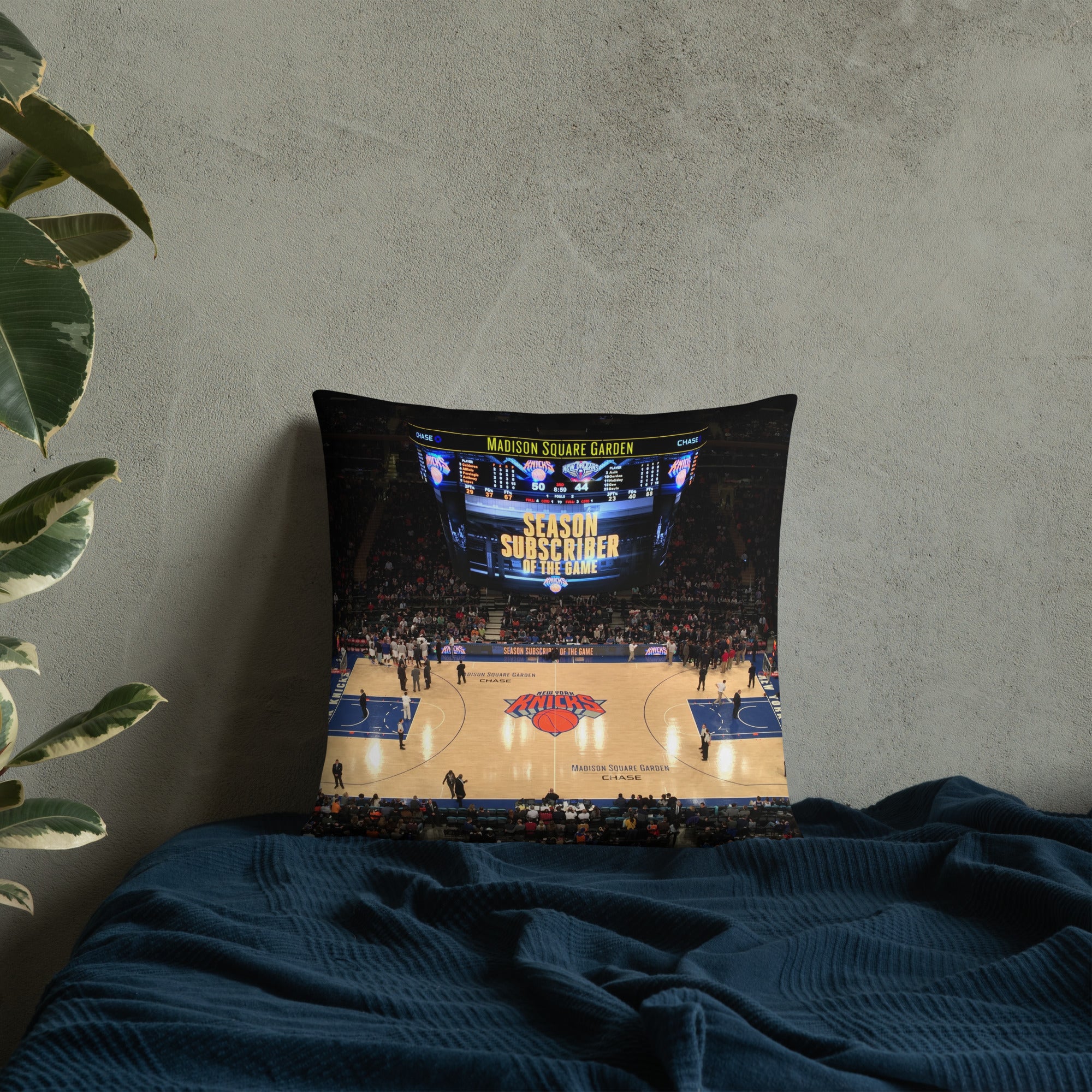New York Knicks at MSG - Pre and Post Renovation Pillow - Stadium Vagabond