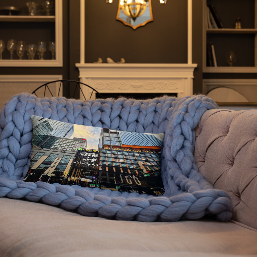 Boston Celtics and Boston Bruins- New and Old Boston Garden Pillow - Stadium Vagabond