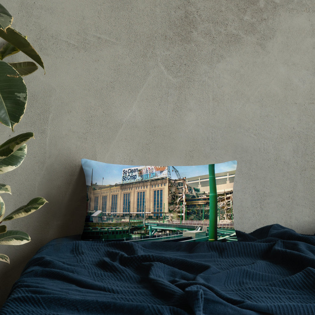 Boston Celtics and Boston Bruins- New and Old Boston Garden Pillow - Stadium Vagabond