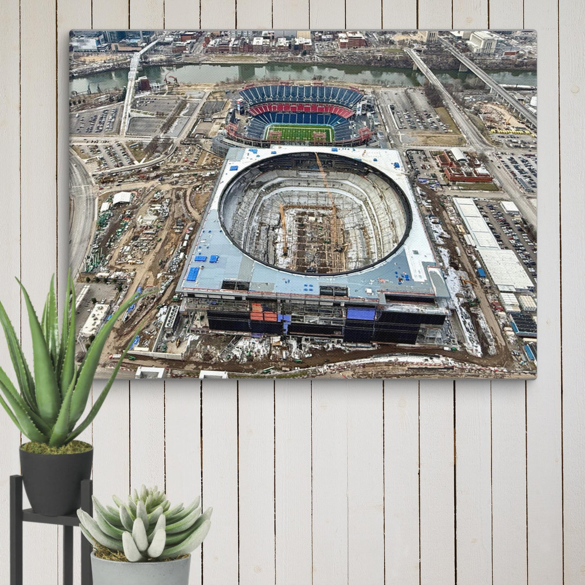 Tennessee Titans - Current and New Nissan Stadium Canvas - Stadium Vagabond